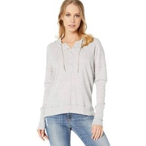 Chaser Gray Baby Rib Henley Hoodie Size S